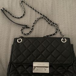  Michael Kors Quilted  Black Leather Handbag Purse Clutch