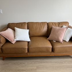 Valencia Artisan Full Leather Sofa 88” - Like New Condition