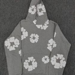 Gray Denim Tear Hoodie