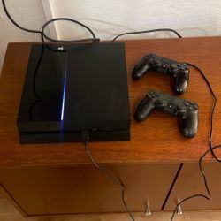 PlayStation 4 (PS4) with 2x Wireless Controllers, HDMI, Power Cable (working)