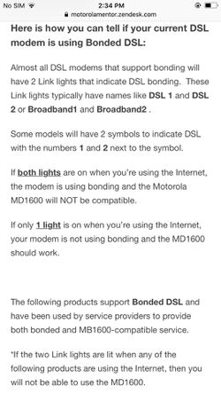 MOTOROLA VDSL2/ADSL2+ Modem + WiFi AC1600 Gigabit Router, Model
