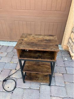 Side Table with Charging Station and USB Port,