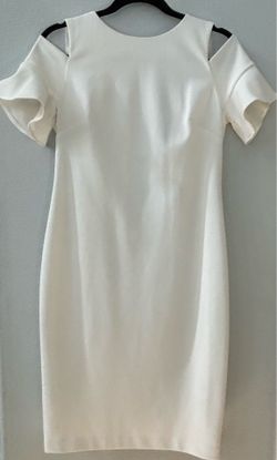 Calvin Klein White Cold Shoulder Sheath Dress Size 8 (Minor Snag)