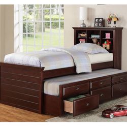 Twin Bed Frame With Trundle And Drawers 