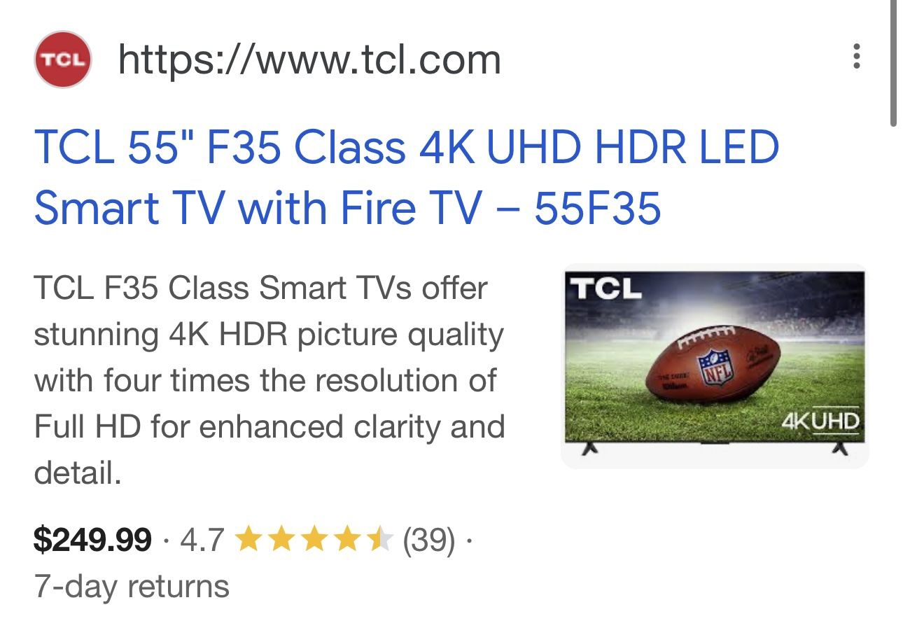 TCL 55” 4K UHD HDR Smart TV w/ Fire TV – Like New, w/ Box (barely Used)