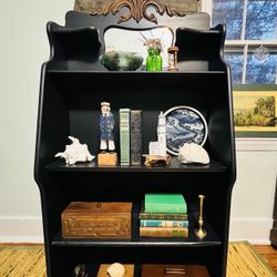 Antique Carved  Oak Display Shelf  Bookcase with a mirror