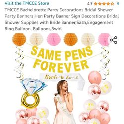  Bachelorette Party Decorations Bridal Shower Party Banners Hen Party Banner Sign Decorations Bridal Shower Supplies with Bride Banner,Sash,Engagement