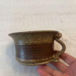 Vintage Handmade Signed Stoneware Pottery Mug/ Soup Bowl 