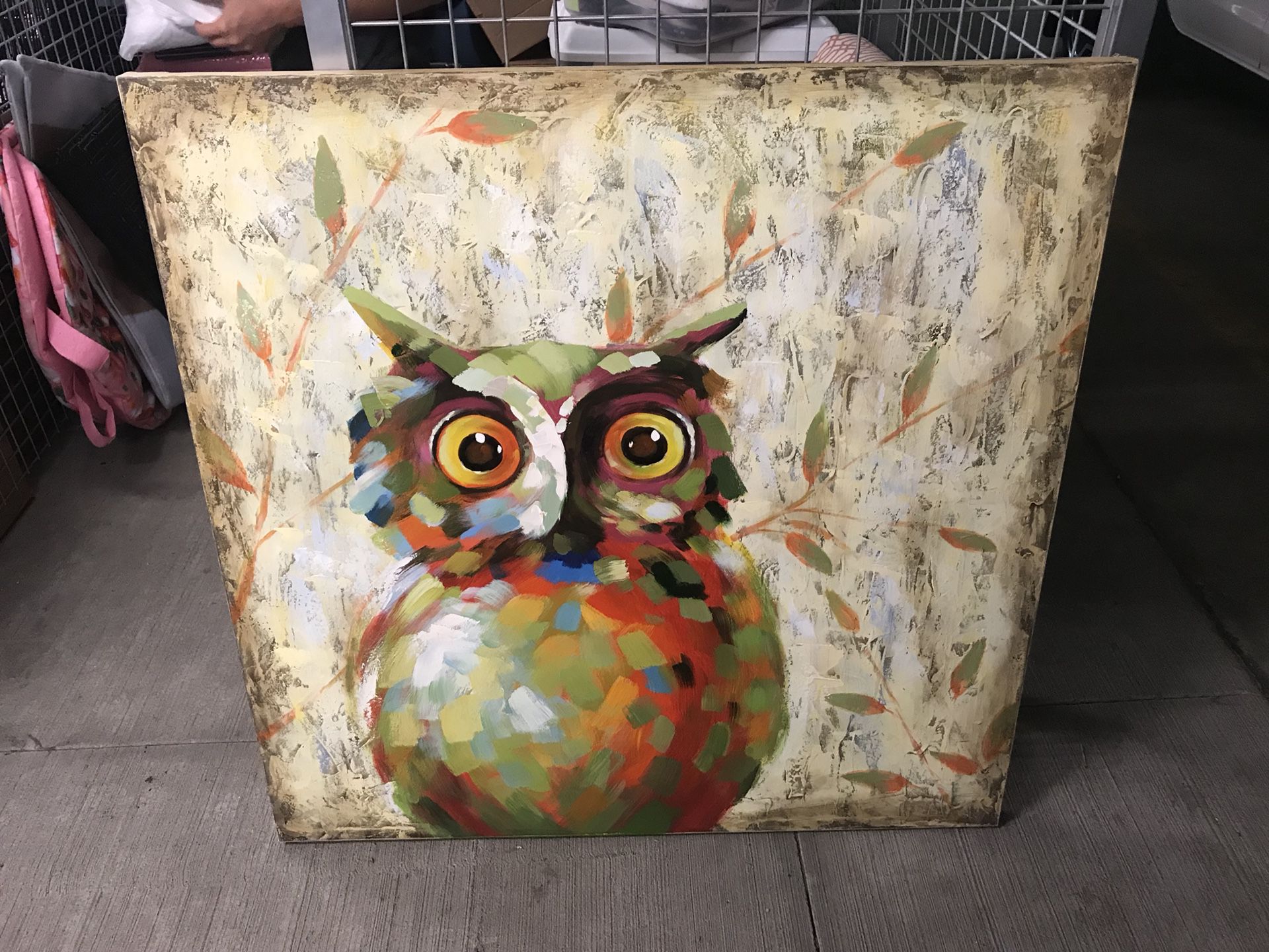 Pier 1 Owl Art Canvas- 39” by 39”