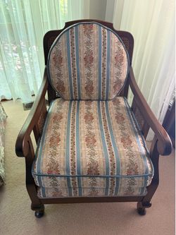 Vintage Cane Back Accent Chair – Solid Wood