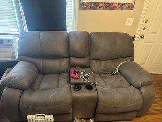 Grey leather Recliner and Loveseat Set