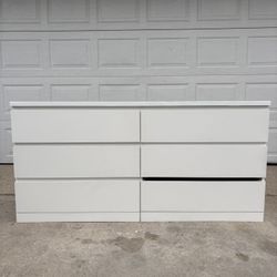 ‼️WHITE IKEA 6 DRAWER DRESSER WITH WHITE GLASS TOP FOR SALE 225$ OR BEST OFFER‼️