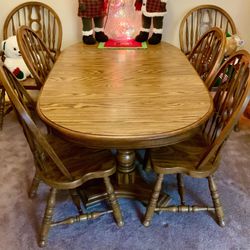 Oak Finish Dining Room Table