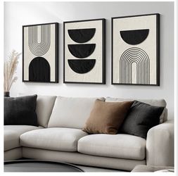 Framed Boho Neutral Abstract Wall Art