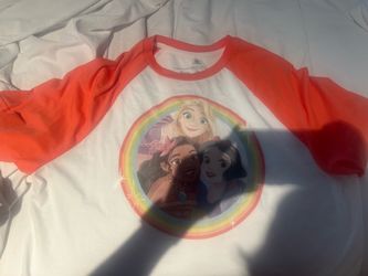 Disney Princess Baseball-Style Tee White/Orange Rapunzel Moana Snow White