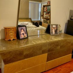King Size Bed, Dresser With mirror  And Night Stand 