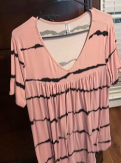 Pink and Black Striped V-Neck Top