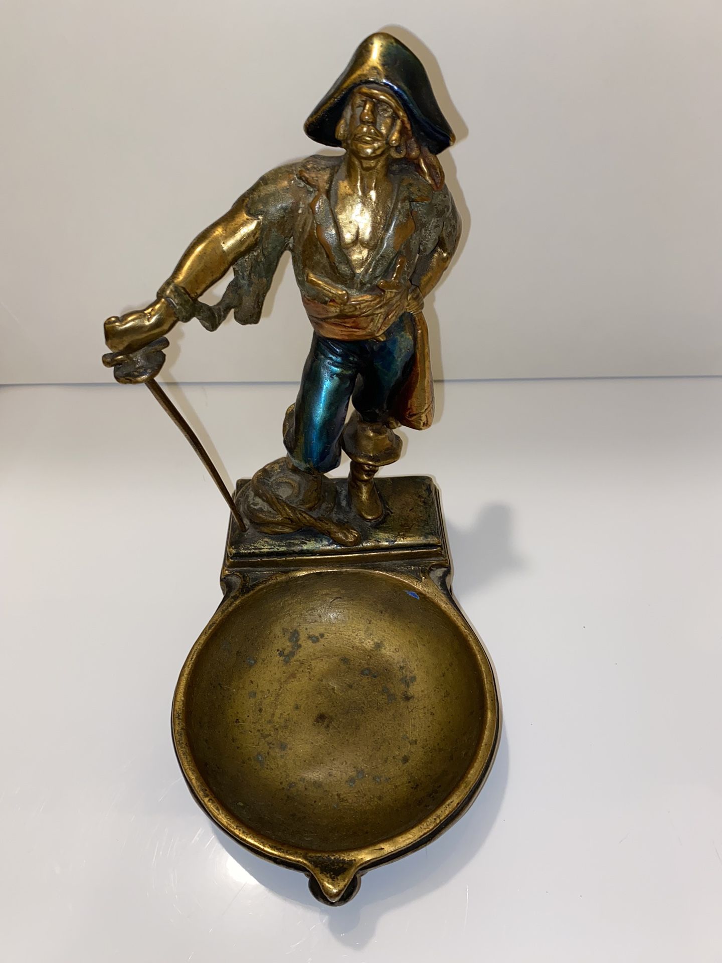 SWASHBUCKLER PIRATE Old Bronze-Clad Tray PAUL HERZEL