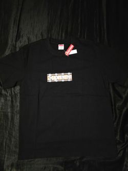 Supreme x Burberry Box Logo T-Shirt, Black, Size S, M, L & XL
