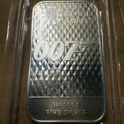 James Bond 007 Diamonds Are Forever 1 oz 999.9 Fine Silver Bar The Royal Mint