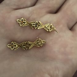 Gold diamond droop earrings 
