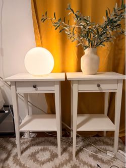 Set of white bed side tables