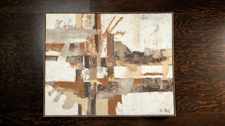 Vintage abstract art oil on canvas Mid-Century artwork mcm original large Lee Reynolds