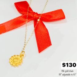 18k Real Gold Chain With 24k Pendant
