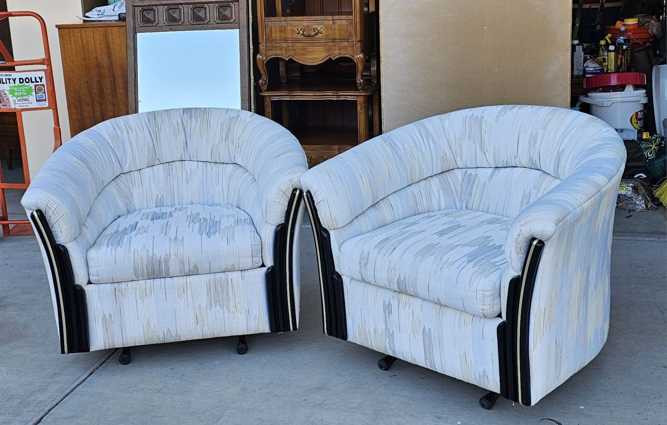 Post-Modern Barrel Rocker Accent Chairs