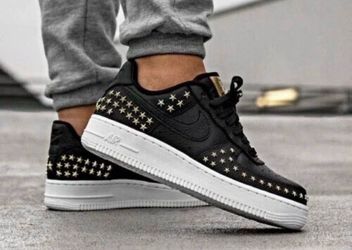 Nike Air Force 1 07 XX GOLD Studded Black White AR0639 001 Women's 8.5 Shoes