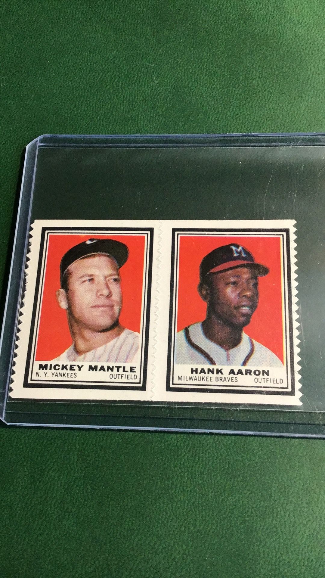 1962 Topps Mickey Mantle Hank Aaron Stamp