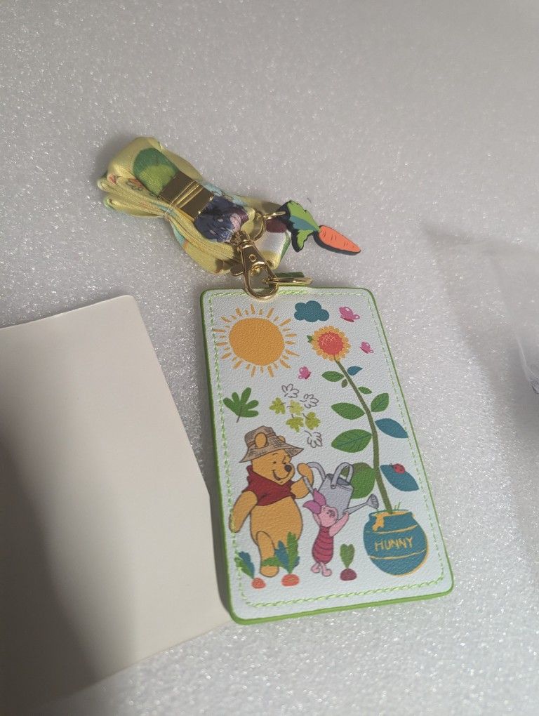 Disney Winnie the Pooh Spring Garden $10 Retractable Lanyard ID Holder NEW