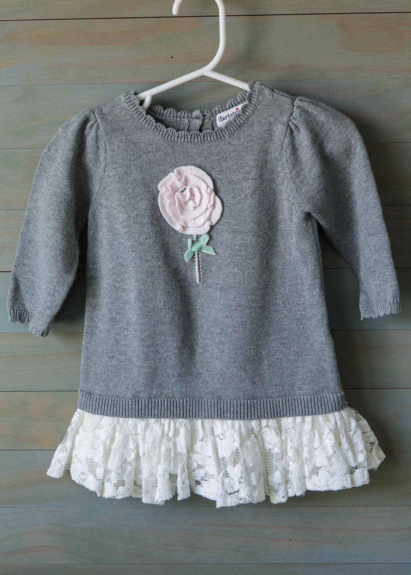 Baby Girl Hartstrings sweater dress with lace 3-6M