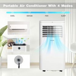 8,000 BTU Portable Air Conditioners,ROCSUMOO 3-in-1 Portable AC Unit with Fan & Dehumidifier Cools, Energy Saving Portable AC with ECO Mode, 24H Timer