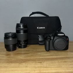 Canon EOS Rebel T7 24.1 MP DSLR Camera Body w/ 18-55mm & 75-300mm Zoom Lens