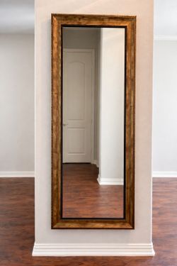 Elegant Full-Length Wall Mirror – Bronze Wood Frame