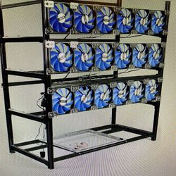 19 GPU (with 18 Fans) Stackable Open Air Mining Rig Frame NEW