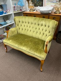 Vintage Green Tufted Settee