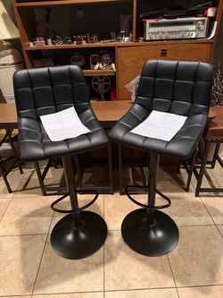 Title Brand New! Pair of Black Adjustable Bar Stools Stools Set of 2 24"-33"