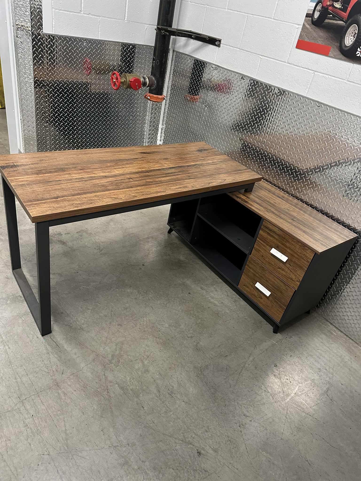 L-Shaped Computer Desk, 55 Inch with Drawers Business Furniture Workstation