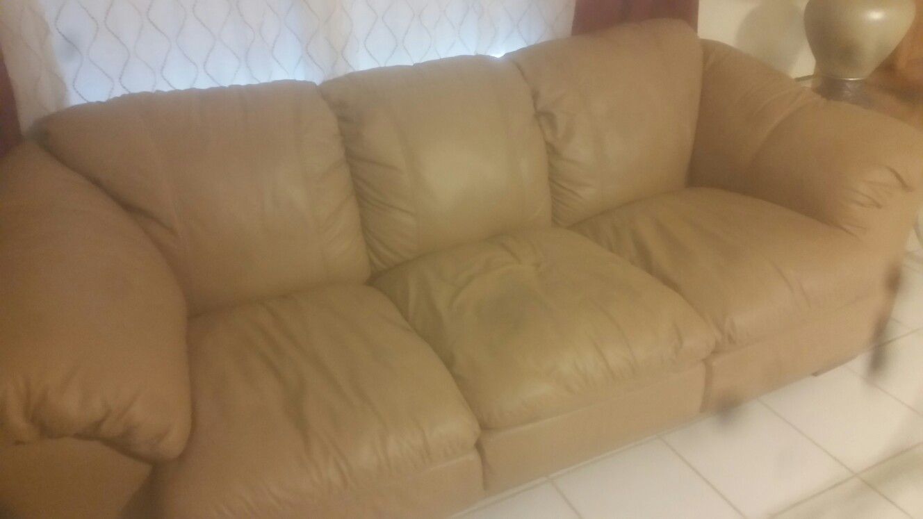 Tan 100% Leather brand new couch and love seat