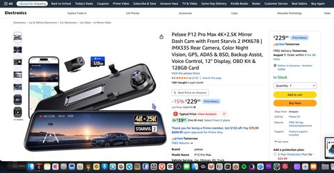 Pelsee P12 Pro Max Mirror Dash Cam 4K+2.5K