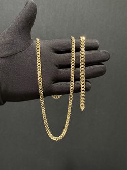 14K Gold filled cuban link chain and bracelet set