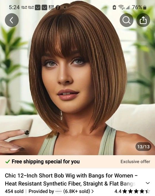 wig with bangs for women