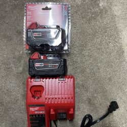 Milwaukee Battery And Charger. Two 5mAh 