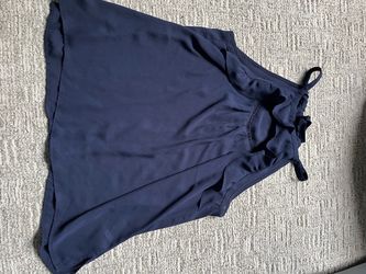 Navy Blue Ruffle Spaghetti Strap Top