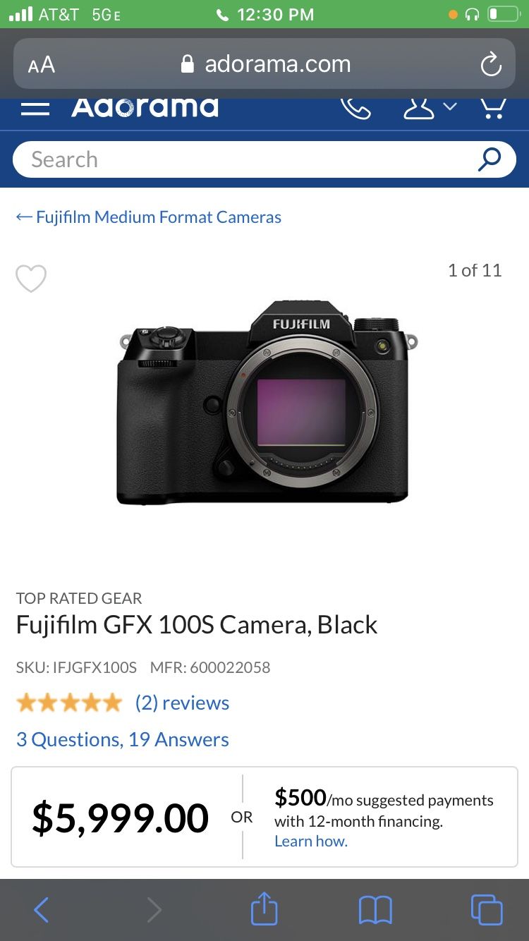 Fuji Film Gfx 100s Brand New In Box $3500 Obo