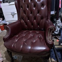 Maroon-Red Leather Chair