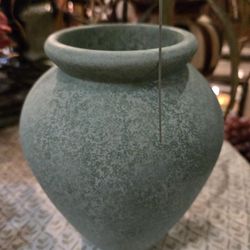 Pretty Green Vase With Textured Look
