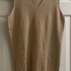 Short Sleeves Gold Color Sweater Size XL